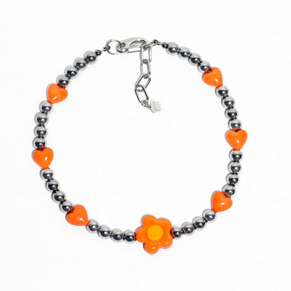 Flower Power Orange Necklace
