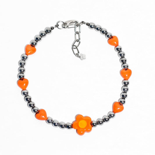 Flower Power Orange Necklace